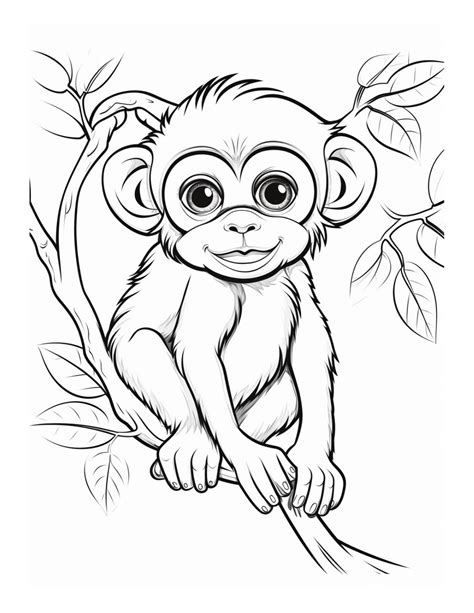 baby monkey coloring pages|cute baby monkey coloring pages.